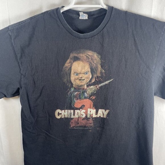 Child’s Play 2 T-shirt Men’s XL Black Horror Movie Chucky Doll Scary - Picture 2 of 5